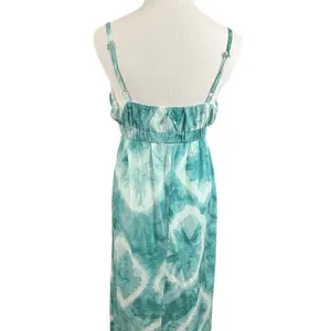 Sadie & Sage Green Linen Blend Tie Dye Maxi Dress M thumbnail 3
