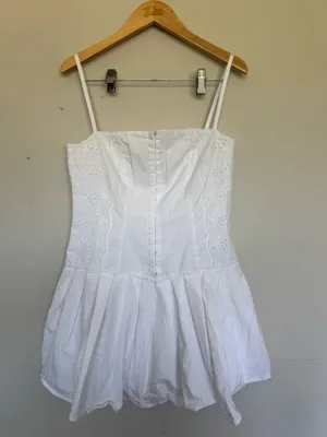 ZARA White Mini Dress With Eyelet Details thumbnail 3