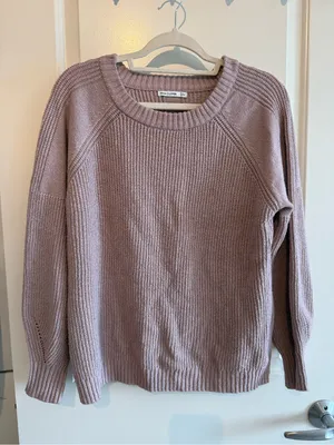 Pink Clover Mauve Crewneck Ribbed Knit Sweater thumbnail 1