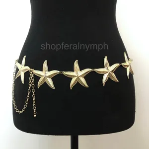 Vintage Y2K Mermaidcore Gold Starfish Chain Belt, Fits 13–44 Inches, X7GA1161 thumbnail 1