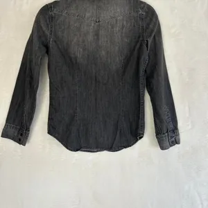 Gap 1969 Western Denim Shirt‎ Womens XS Black Wash Long Sleeve Button Up Cotton thumbnail 5