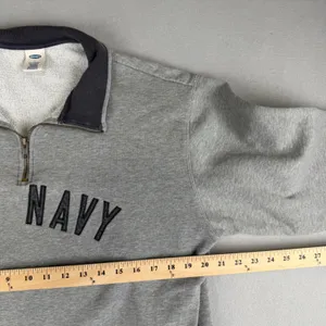 Vintage Old Navy Womens Large Quarter Zip Sweatshirt Grey thumbnail 5