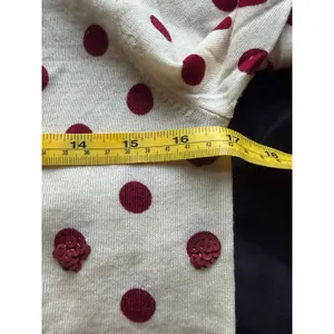 J.Crew Tippi Cardigan Sweater ‎ Medium Merino Wool Polka Dot Sequin Cream Red thumbnail 5
