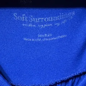 Soft Surroundings Royal Blue‎ V-Neck Midi T-Shirt Dress Short Sleeve Med Drapey thumbnail 3