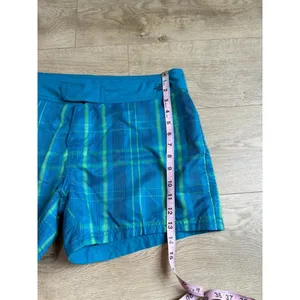 THE NORTH FACE size 12 women's REVERSIBLE Swim Board Shorts Blue/Green Plaid thumbnail 12