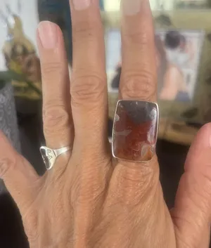 Sterling Silver on sardonyx AGATE ring sz 7 thumbnail 7