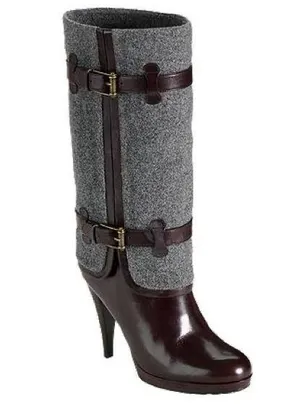 Kennedy Wool/Leather Boots Gray Brown Size 8B thumbnail 1
