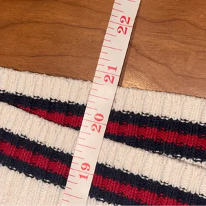 HOLLISTER Cable Knit Varsity‎ V Neck Sweater Cream Navy Red size Small thumbnail 4