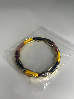 NWOB Marilyn Schiff Multicolor Enamel Link Bracelet | Gold Tone Statement Piece thumbnail 8