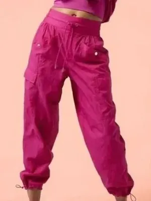 Athleta Alicia Keys High Waist Utility Pant Magenta Pink Cargo Joggers Size 2 thumbnail 1
