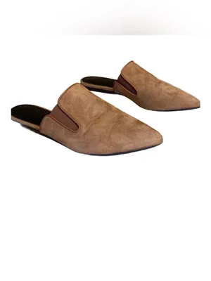 Jenni Kayne Handcrafted Cognac Brown Suede Leather Slide Mule Slides (36) thumbnail 2