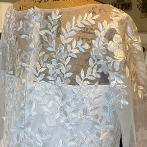 Lace Tulle Wedding Dress Women's 18W White Long Sleeve A-Line Gown Bridal EUC thumbnail 14