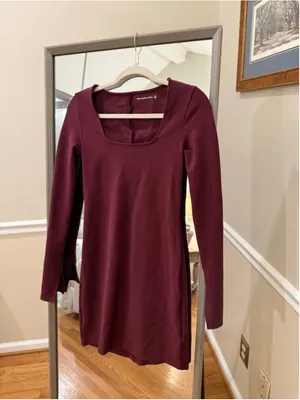 Women's Abercrombie & Fitch Burgundy Long Sleeve Mini Dress Size S thumbnail 3
