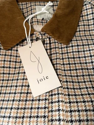 Joie Houndstooth Pea Coat with Brown Contrast Collar Wool Blend Small thumbnail 5