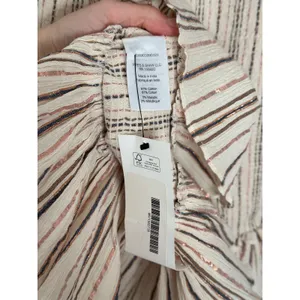 Veronica Beard Medium Cox Smocked Striped Mini Dress Beige Rose Gold Boho Chic thumbnail 12