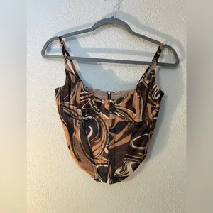 White Fox Boutique Edge of Reason Bustier Brown Swirl thumbnail 2