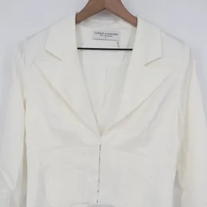 Naked Wardrobe The Statement Ivory Cropped Garter Blazer Small Womens thumbnail 3