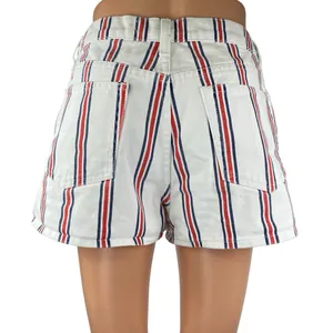 Reformation Charlie Women's White Multicolor Striped Button High Rise Shorts 28 thumbnail 3