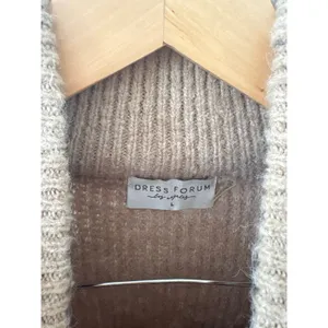 Dress Forum Los Angeles Tan Brown Ribbed Mock Neck Oversized Knit Sweater Large thumbnail 2