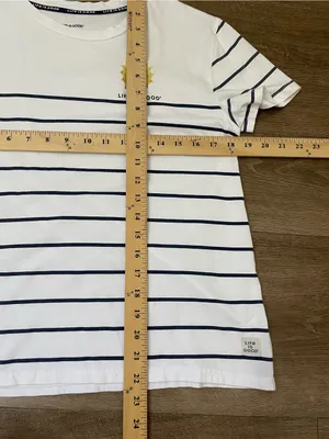 Life Is Good Sleep Tee Shirt Size M White Blue Stripe Short Sleeve Cotton Rayon thumbnail 7