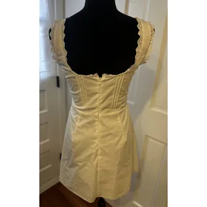 White Babydoll Corset Dress Eyelet Trim Sz.Medium Renaissance Fairy Coquette NEW thumbnail 2