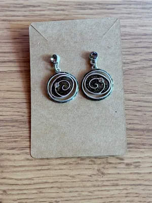 Chico's Silver Spiral Drop Earrings with Clear Stones thumbnail 6