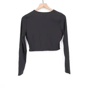 Calia Womens Black Ruched V-Neck Long Sleeve Crop Top Size M thumbnail 6