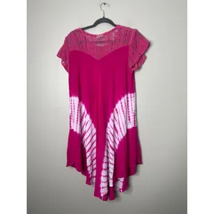 Pepper‎ Free Size Pink Dress Asymmetric Floral Tie Dye Lace Beachy Boho Hippie thumbnail 5