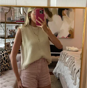 Knit backless tank top in cream Tan thumbnail 2