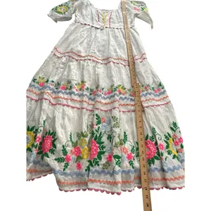 Roller Rabbit Embroidered Maxi Dress XL 100% Linen Maxi Lined Floral‎ NWT #RR-30 thumbnail 11
