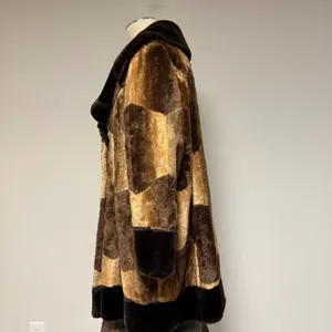 Vintage Faux Fur Coat Brown Size L thumbnail 4