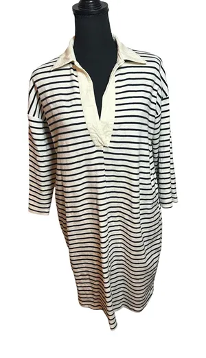 Tuckernuck Ashton Navy White Striped Rugby V-Neck Collar Dress Small preppy thumbnail 1