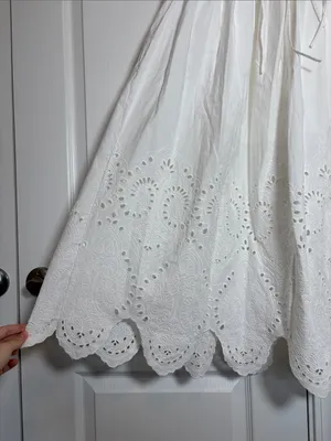 Moon River White Eyelet Midi Skirt with Scalloped Hem thumbnail 6