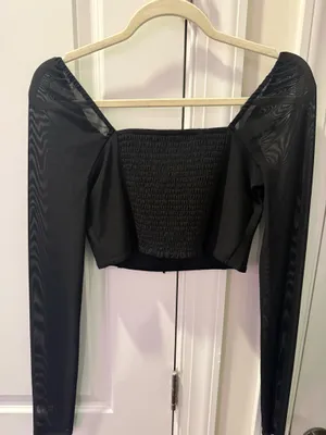 Cropped American Eagle Mesh Long Sleeve Going Out Top thumbnail 2