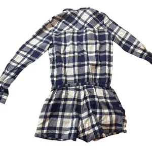 Aerie Blue White Plaid Romper Long Sleeve Button Up XS NWT 9197-890 thumbnail 6