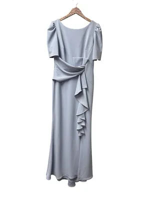 Betsy & Adam Womens Ruched Side Slit Evening Dress Maxi Gown Light Blue 10 NEW thumbnail 2
