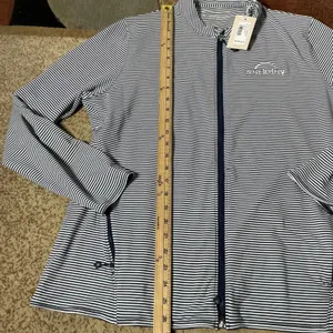 Peter Millar Workday Full Zip Jacket Womens XL Navy White Stripe UPF 50 Sport thumbnail 2