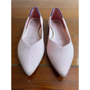 Rothy's The Point Flats Womens 6.5 Blush Pink Blue Knit Pointed Toe thumbnail 4