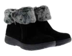 Khombu Jessica suede leather faux fur black ankle booties boots sz 7 thumbnail 1