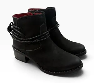 *Ferrini Footwear Ankle Booties Size 7.5 Black Leather Western Cowgirl Festival thumbnail 1