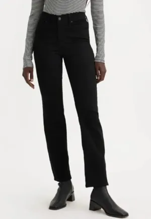 New Levis 314 Shaping Straight Black Jeans Womens 27x30 4 Short Minimalist Basic thumbnail 1