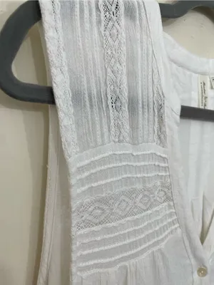 Anthropologie Meadow Rue Sleeveless Blouse Size 14 White Romantic Boho Lace thumbnail 5