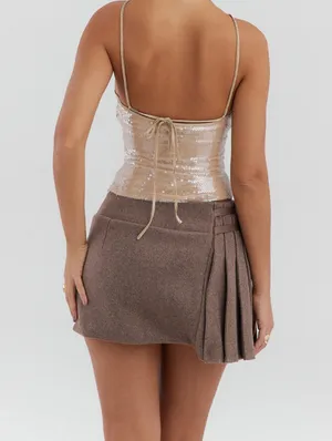 Mistress Rocks Sandstone Sequin Open Back Top small thumbnail 2