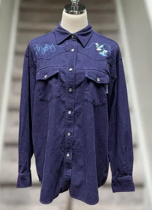 Vintage 90s Mickey Mouse‎ Unlimited Corduroy Embroidered Western Shirt Cowgirl thumbnail 1