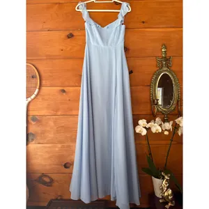 NWT Lulus Dreamy Admiration Light Blue Ruffled Maxi Dress Bridesmaid Formal XS thumbnail 3