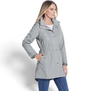NWT WEATHERPROOF Women's Hooded Rain Coat Anorak-Style Jacket in Grey, 2X thumbnail 3