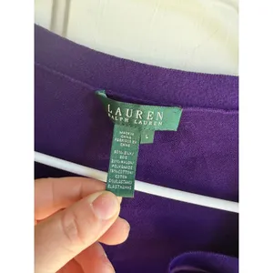 Vintage Ralph Lauren Purple Silk Blend Scoop Neck Bow Sweater Women's‎ Large thumbnail 3