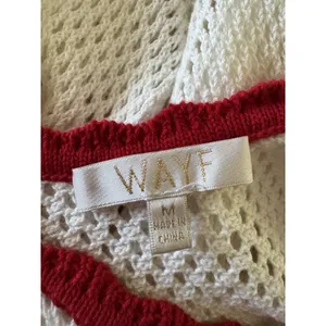 NWOT WAYF Cherry Applique Crochet Knit Maxi Dress Ivory Red Size Medium thumbnail 6