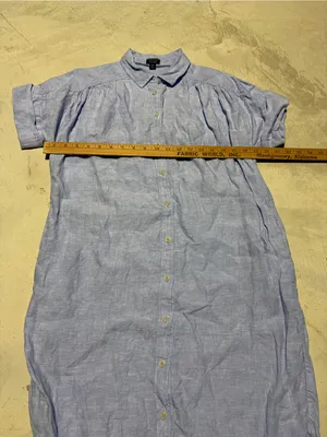 J. Crew Baird Mcnutt Irish Linen Blue Short-Sleeve Button-Front Shirt Dress XS thumbnail 3