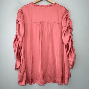 Express Size XL Silky Salmon Pink Ruched 3/4 Sleeve Top Romantic Office Siren thumbnail 5